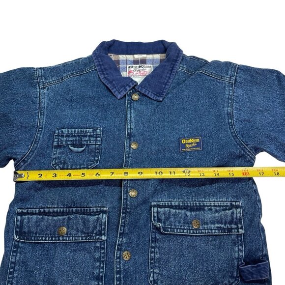Vintage Oshkosh B'gosh Denim Chore Coat Barn Jacket Flannel Lined Youth L 4T - Picture 8 of 9